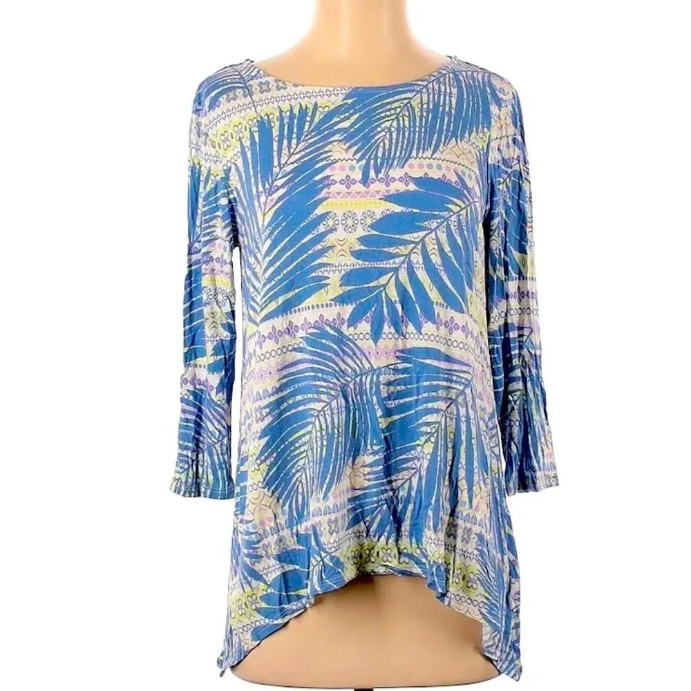 Ruby Rd. Women Blue 3/4 Sleeve T-Shirt PXL